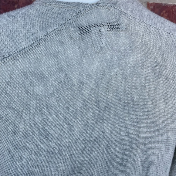 Ladies Banana Republic Gray Semi Sheer Longer Front Short Sleeve Cardigan Small - Picture 6 of 11